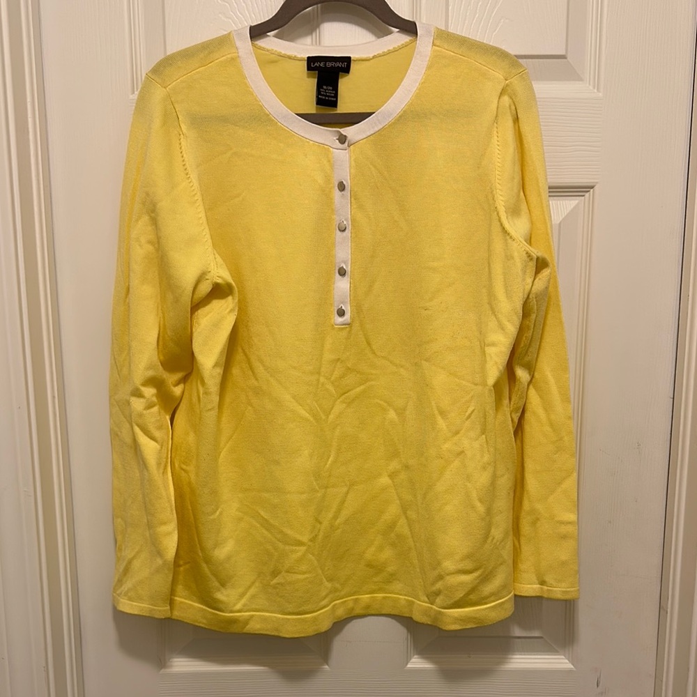 Lane Bryant Yellow & White Sweater Top 18/20